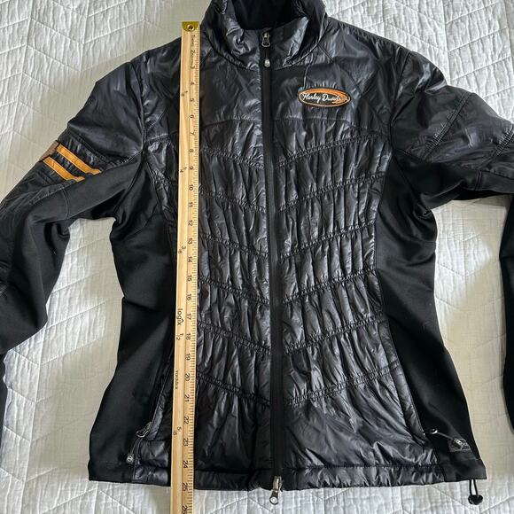 Harley-Davidson Women’s Quilted Insulated Riding Jacket Black Orange Size Large - Picture 11 of 12
